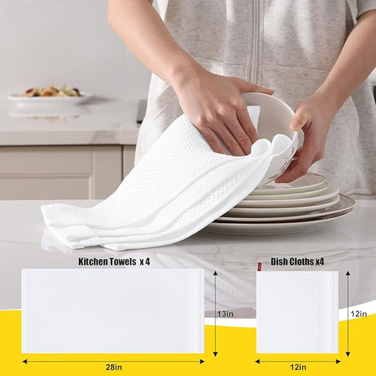 Homaxy Kitchen Towels and Dishcloths Set, 12 x 12 and 13 x 28 Inches, Super - Image 2