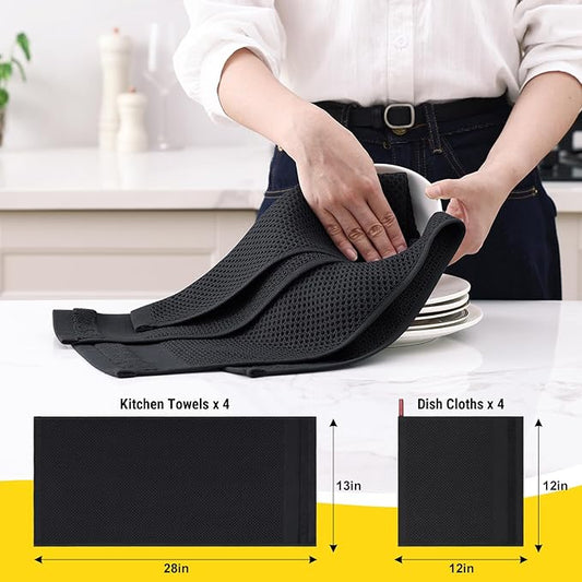 Homaxy Kitchen Towels and Dishcloths Set, 12 x 12 and 13 x 28 Inches, Super - Image 2