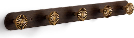 1 Pack Coat Rack Wall Mounted Antique Brass Wood Towel Hooks by JIASENBAO