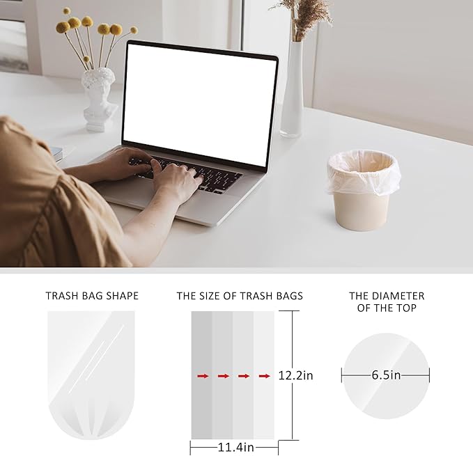 0.5 Gallon Mini 11" x 12" Trash Bags, Tiny Bathroom Garbage Can Liners by Teivio - Image 2