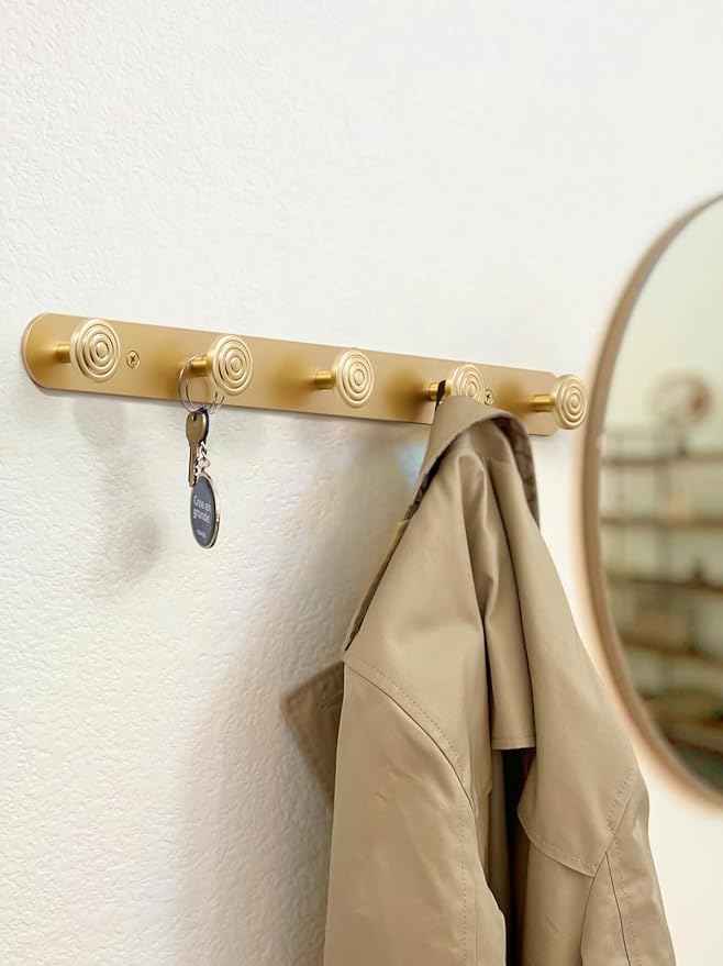 1 Pack Coat Rack Wall Mounted Gold Brass Towel Hooks - Image 4