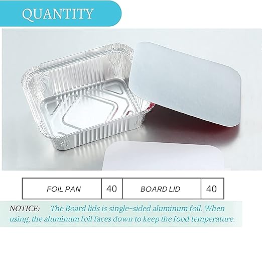 1 Lb Small Aluminum Pans with Lids Tin Foil Pans Disposable Cookware- Cardboard - Image 2