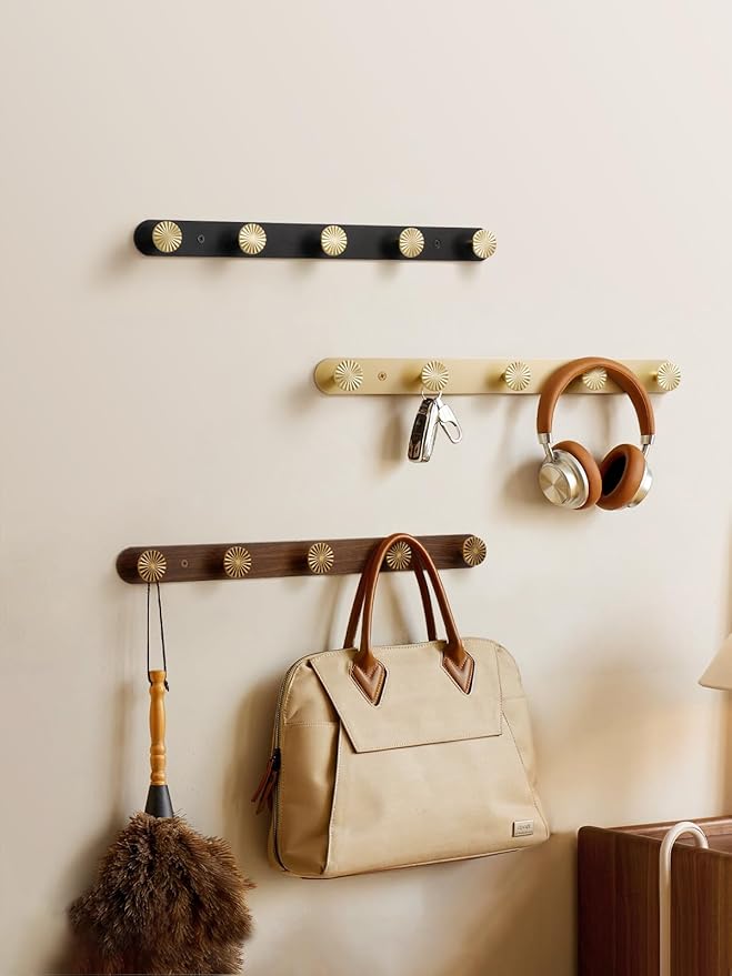 1 Pack Coat Rack Wall Mounted Gold Black Towel Hooks - Image 7