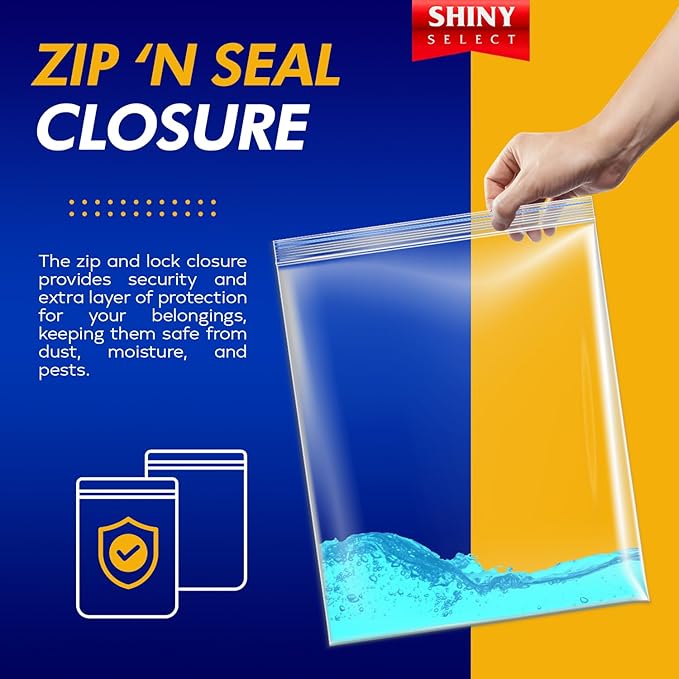 - 3 MILL THICK - 5 GALLON - Extra Large Heavy Duty Plastic Storage Bags Zipper - Image 3