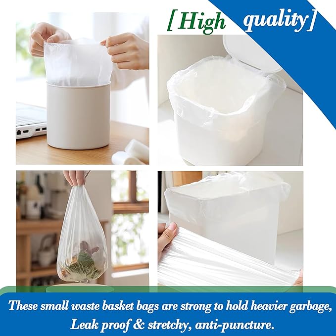 0.5 Gallon 350 pcs Mini Clear Trash Bags, Tiny Strong Garbage Bags, Small - Image 6
