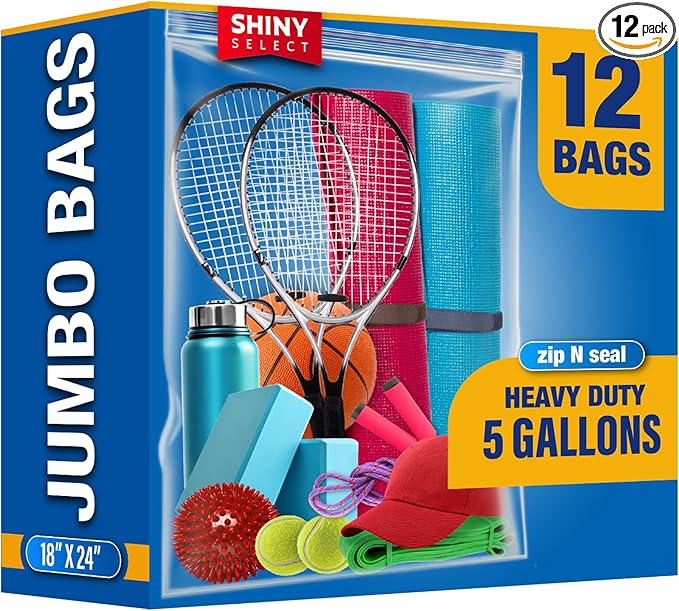 - 3 MILL THICK - 5 GALLON - Extra Large Heavy Duty Plastic Storage Bags Zipper by SHINY+SELECT